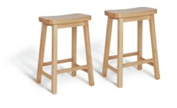 Habitat Pair of Saddle Bar Stools - Natural - thumbnail 1