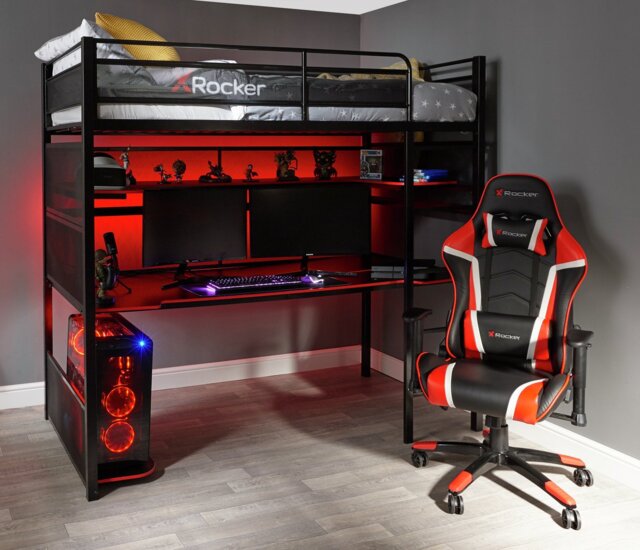 X Rocker Battle High Sleeper Gaming Bed & Alexis Mattress - image 1