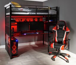 X Rocker Battle High Sleeper Gaming Bed & Alexis Mattress - thumbnail 1