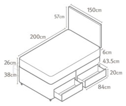 Silentnight Memory Kingsize Divan Bed With Mattress-Charcoal - thumbnail 2