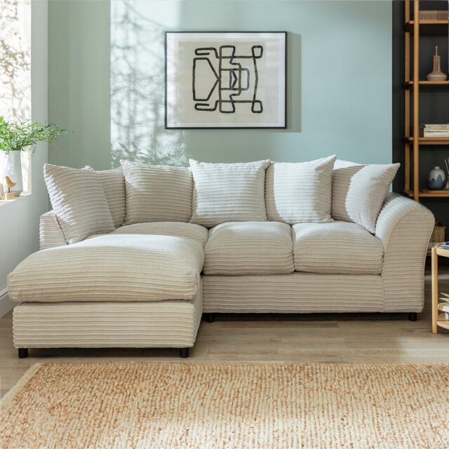 Argos Home Harry Small Left Hand Cord Corner Sofa - Stone - image 1