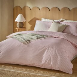 Habitat Cotton Oxford Edge Stripe Blush Bedding Set - King