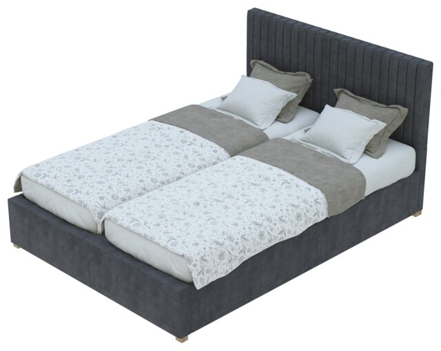 Aspire Kingsize Velvet Adjustable Bed with Mattress - Steel - image 1