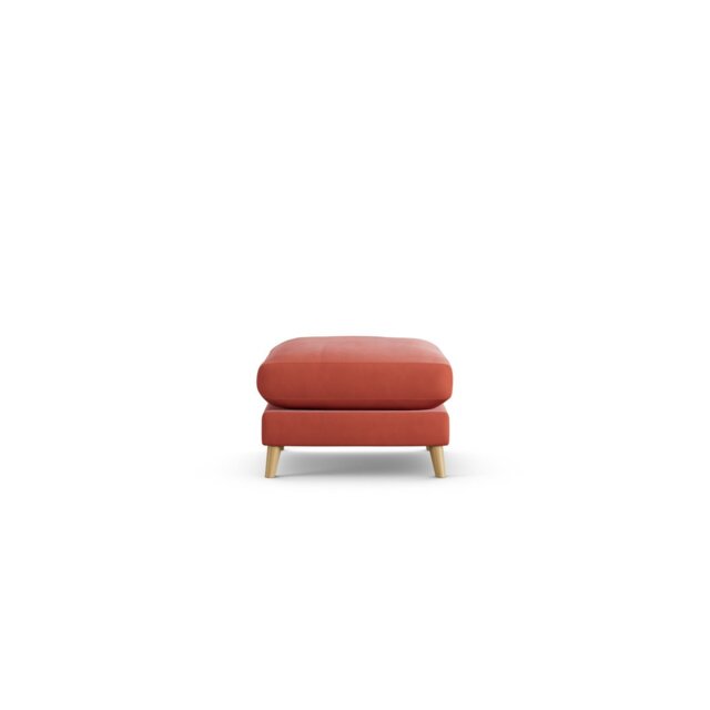 Habitat Lomond Fabric Footstool - Papaya- Ash Leg - image 1