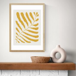 East End Prints Yellow Plant Oak Frame Art Print - A2 - thumbnail 1