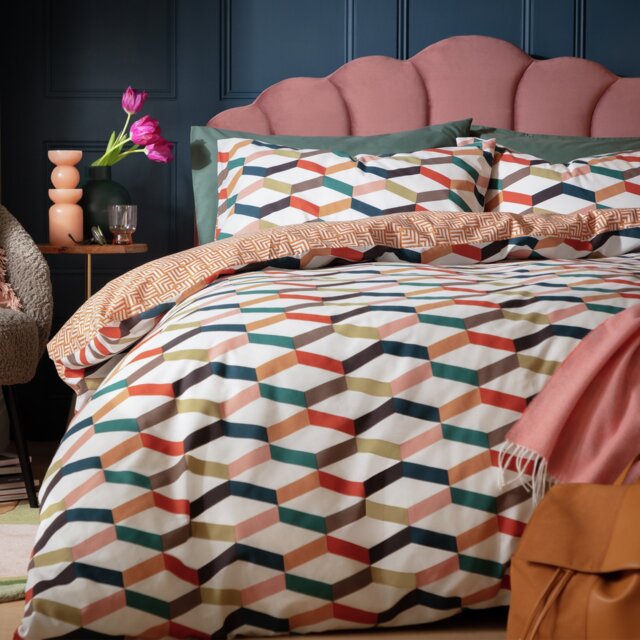 Habitat Geometric ZigZag Multicolour Bedding Set - Kingsize - image 1