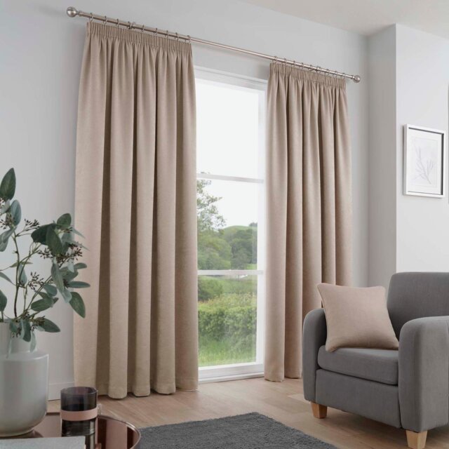 Fusion Galaxy Thermal Pencil Pleat Curtains - Natural - 229x183cm - image 1
