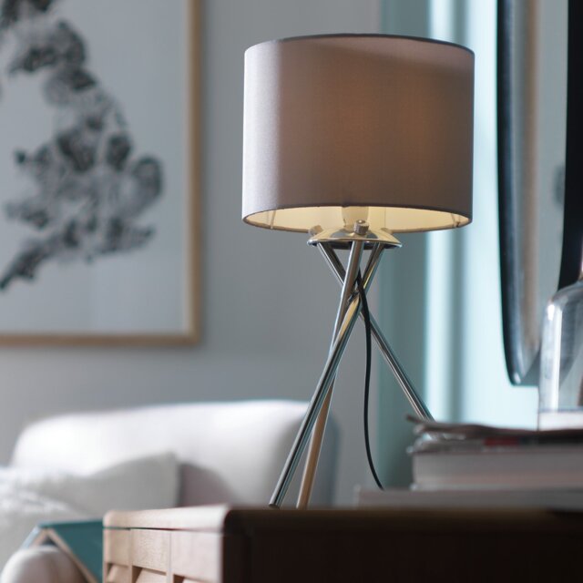 Argos Home Tripod Table Lamp - Grey and Chrome - image 1