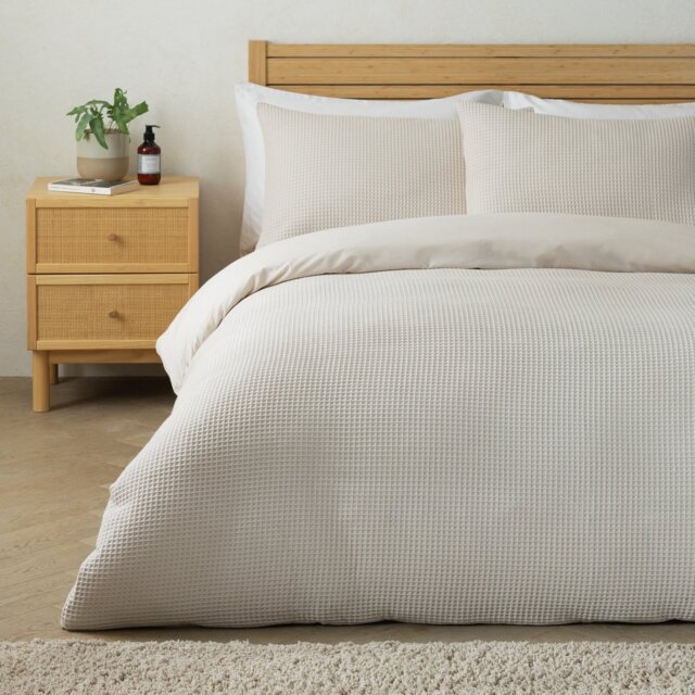 Habitat Chunky Waffle Cream Bedding Set - Single - image 1