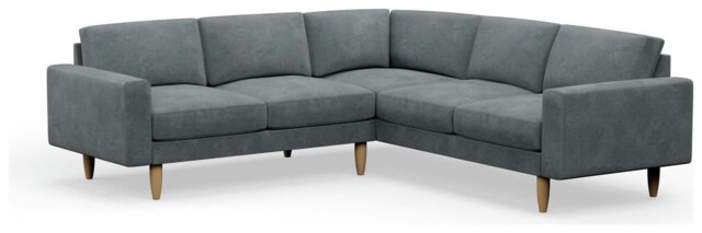 Hutch Plus Velvet Block Arm 5 Seater Corner Sofa- Slate Grey - image 1