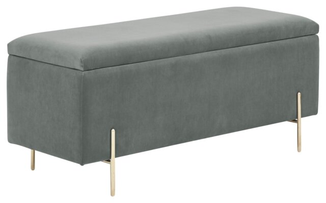 GFW Mystica Fabric Ottoman Storage Bench - Grey - image 1