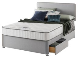 Silentnight Pavia Double Memory 2 Drawer Divan Bed - Grey - thumbnail 2