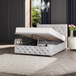 LLB Luna Velvet Double Ottoman Bedframe - Silver - thumbnail 2