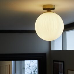 Habitat Ribbed Opal Glass Globe Ceiling Light - White - thumbnail 2