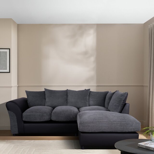 Argos Home Harry Small Right Hand Cord Corner Sofa - Grey - image 1