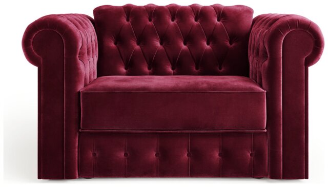 Jay-Be Chesterfield Velvet Cuddle Chair Sofa Bed - Burgundy - image 1