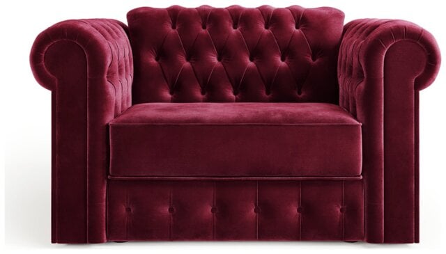 Jay-Be Chesterfield Velvet Cuddle Chair Sofa Bed - Burgundy - image 1