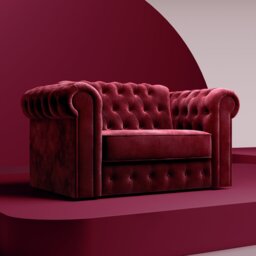 Jay-Be Chesterfield Velvet Cuddle Chair Sofa Bed - Burgundy - thumbnail 2