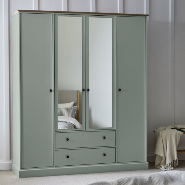 Argos Home Kensington 4 Door 2 Drawer Wardrobe - Sage Green - image 1