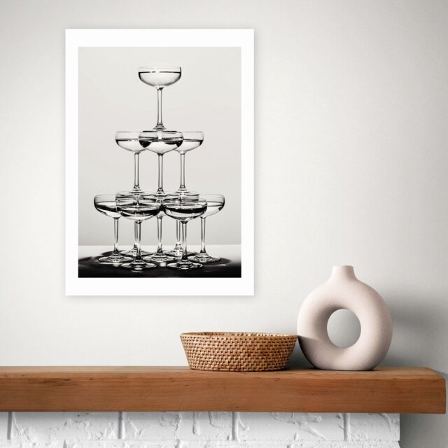 East End Prints Champagne II Black Frame Art Print - A3 - image 1