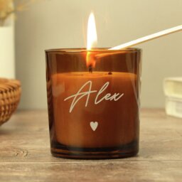 Personalised Message Amber Glass Candle - Vanilla - thumbnail 2