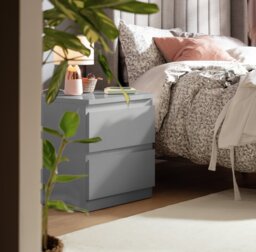 Argos Home Jenson 2 Drawer Bedside Table - Gloss Grey - thumbnail 1