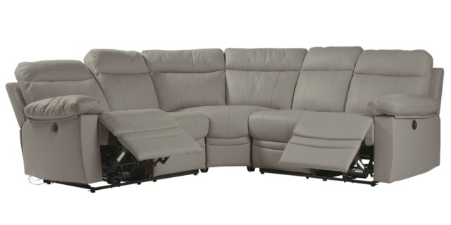Argos Home Paolo Leather Mix Power Recliner Corner Sofa-Grey - image 1