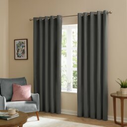 Furn Ultimate Velvet Blackout Eyelet Curtains - Charcoal - 229x229cm - thumbnail 2