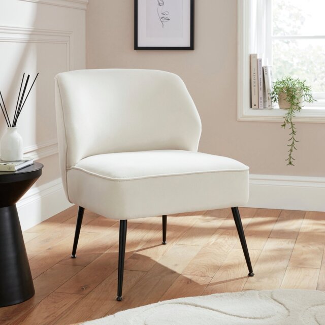 GFW Ava Velvet Accent Chair - Cream - image 1