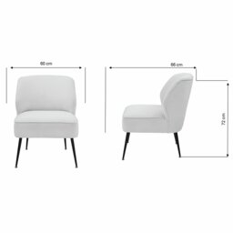 GFW Ava Velvet Accent Chair - Cream - thumbnail 2