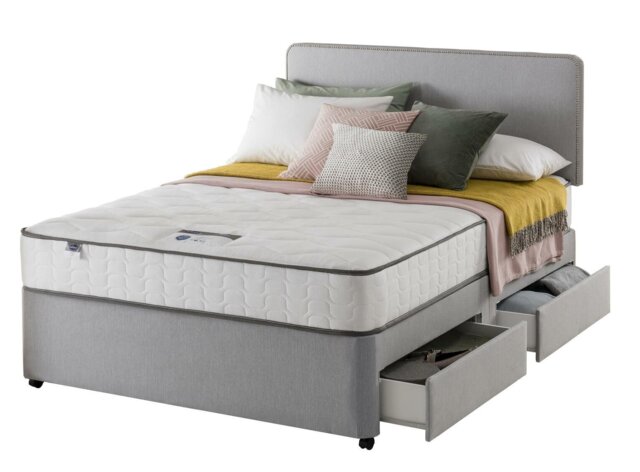 Silentnight Pavia Double Comfort 4 Drawer Divan Bed - Grey - image 1