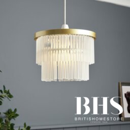 BHS Orta Glass Easy Fit 2 Tier Pendant Light - Brass - thumbnail 2