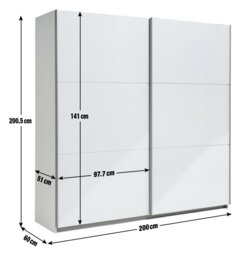 Habitat Holsted 200cm Sliding Wardrobe - White - thumbnail 2