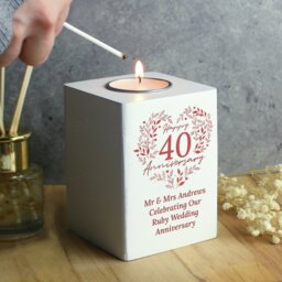 Personalised Message 40th Ruby Anniversary Tea Light Holder - thumbnail 2