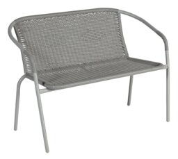 Argos Home Steel Wicker 2 Seater Garden Bench - Grey - thumbnail 1