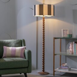 Habitat Bobbin Mango Wood Floor Lamp Base - Walnut - thumbnail 1