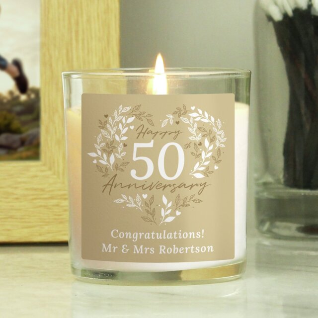 Personalised Message 50th Anniversary Candle - Vanilla - image 1