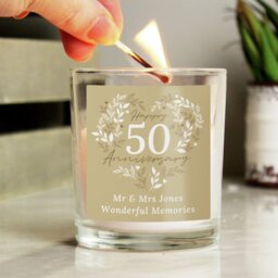 Personalised Message 50th Anniversary Candle - Vanilla - thumbnail 2