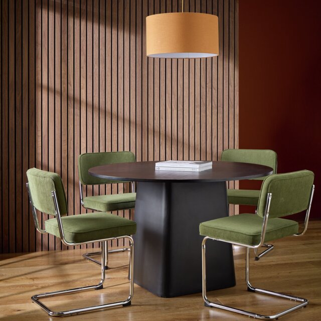 Habitat Arelo Black Dining Table & 4 Green Chairs - image 1