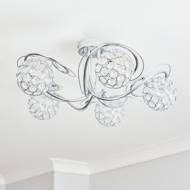 BHS Orchid Glass Flush Ceiling Light - Silver - image 1