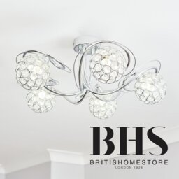 BHS Orchid Glass Flush Ceiling Light - Silver - thumbnail 2
