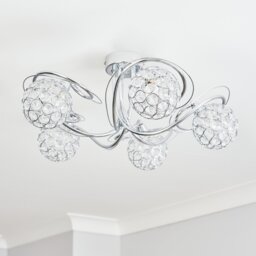 BHS Orchid Glass Flush Ceiling Light - Silver