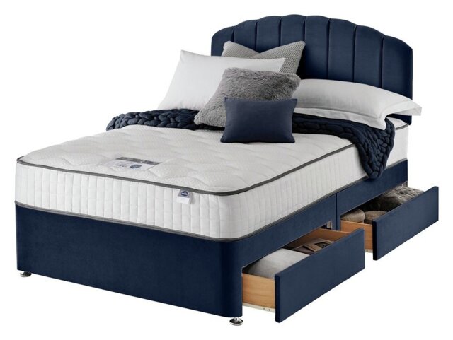 Silentnight Middleton Double Memory 4 Drawer Divan Bed- Blue - image 1