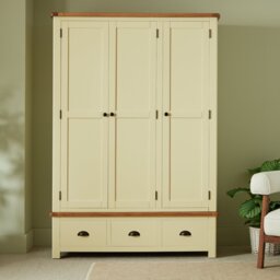 Argos Home Kent 3 Door 3 Drawer Wardrobe - Cream & Oak - thumbnail 1