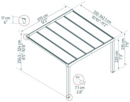 Palram Canopia Stockholm 3.4 x 3.7m Patio Cover - Grey Clear - thumbnail 2