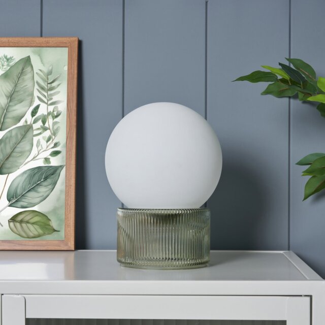 BHS Orbi Opal Glass Table Lamp - Green - image 1