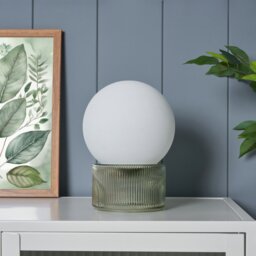 BHS Orbi Opal Glass Table Lamp - Green - thumbnail 1