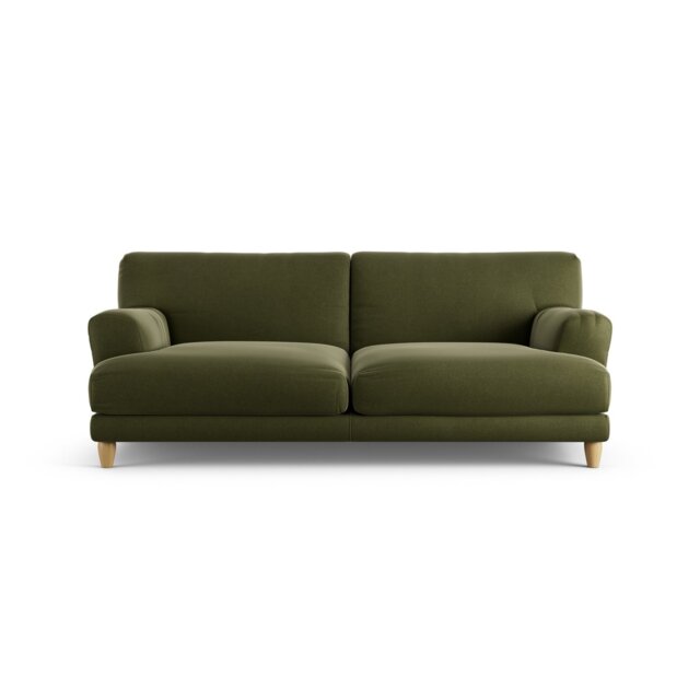 Habitat Askem Velvet 3 Seater Sofa - Moss Green - Ash Leg - image 1