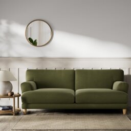 Habitat Askem Velvet 3 Seater Sofa - Moss Green - Ash Leg - thumbnail 2