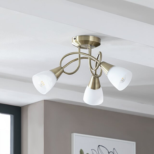 Argos Home Curico 3 Light Glass Ceiling Light -Antique Brass - image 1